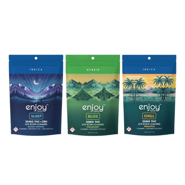 ENJOY HEMP D9-THC LIVE ROSIN 30MG GUMMIES 2CT/10PK BOX ENJOY HEMP D9-THC LIVE ROSIN 30MG GUMMIES 2CT/10PK BOX