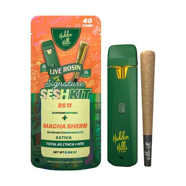 HIDDEN HILLS SIGNATURE SESHKIT 2G LIVE ROSIN DISPOSABLE + 2GM HASH HOLE PRE ROLL 5CT BOX HIDDEN HILLS SIGNATURE SESHKIT 2G LIVE ROSIN DISPOSABLE + 2GM HASH HOLE PRE ROLL 5CT BOX