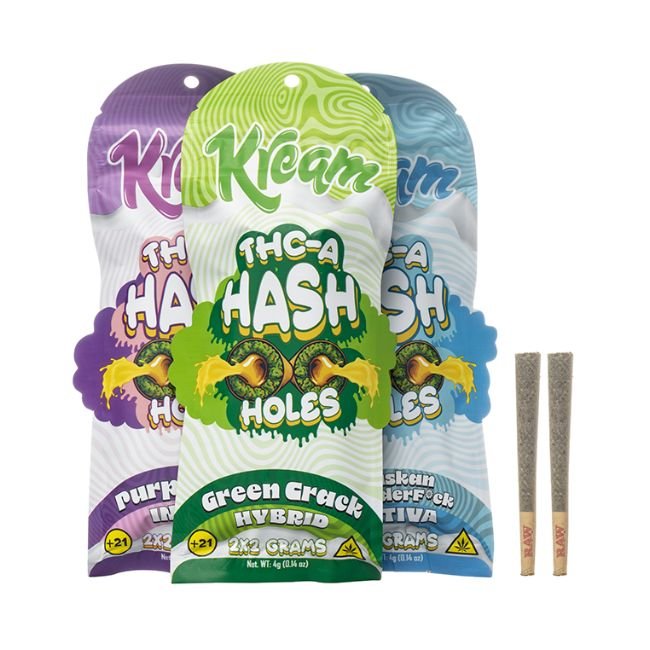 KREAM THC-A HASH HOLES 2GM X 2PK PRE ROLL JOINTS 10CT/BOX KREAM THC-A HASH HOLES 2GM X 2PK PRE ROLL JOINTS 10CT/BOX