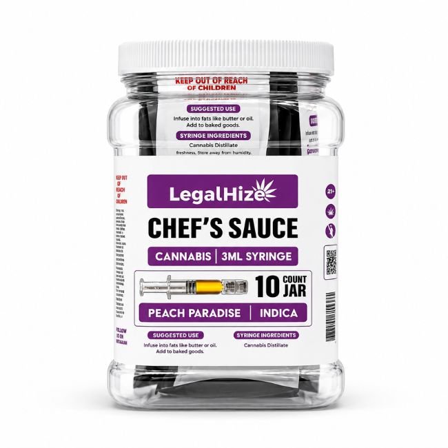 LEGALIHIZE COMPLIANT CANNABIS CHEF'S SAUCE 3ML SYRINGE 10CT JAR LEGALIHIZE COMPLIANT CANNABIS CHEF'S SAUCE 3ML SYRINGE 10CT JAR