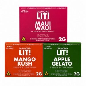 LIT THC 2GM PRE ROLLS 5CT PACK - 5 PACK DISPLAY