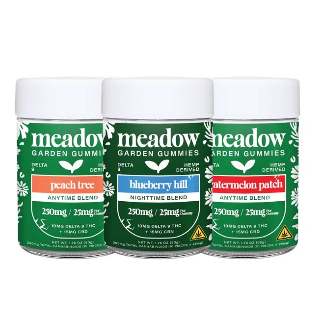 MEADOW DELTA 9 THC 250MG GUMMIES 10CT JAR - 6 JARS DISPLAY MEADOW DELTA 9 THC 250MG GUMMIES 10CT JAR - 6 JARS DISPLAY