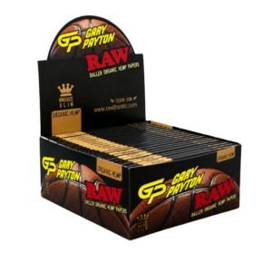 RAW BLACK X GARY PAYTON ORGANIC HEMP KING SIZE SLIM PAPER 32 LEAVES PER PACK 50CT/ BOX