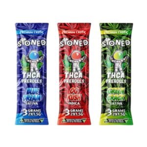 STONED THC-A PREMIUM EXOTIC 2 X 1.5GM PRE ROLLS JOINT 10CT/ BOX