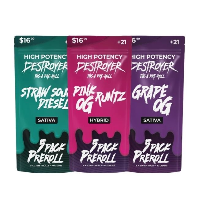 DESTROYER PRE PRICE $16.99 THC-A 5 X 2GM PRE ROLLS 10CT DISPLAY DESTROYER PRE PRICE $16.99 THC-A 5 X 2GM PRE ROLLS 10CT DISPLAY