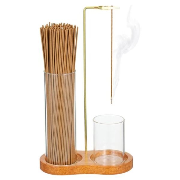 ANTI-ASH FLYING INCENSE BURNER WITH GLASS INCENSE HOLDER FOR STICKS