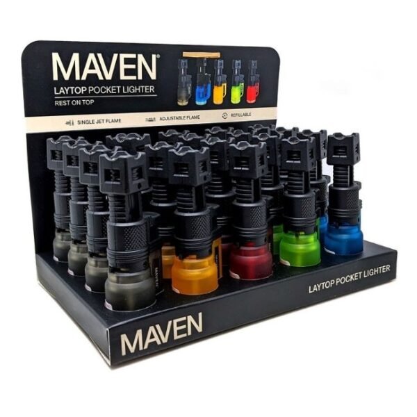 MAVEN LAYTOP POCKET WIND PROOF TORCH LIGHTER 20CT/ DISPLAY