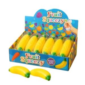 SQUISHY BANANA FRUIT SQUEEZY TOY 12CT/ DISPLAY