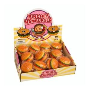 SQUISHY PINCHES HAMBURGER SENSORY FIDGET TOY 12CT/ DISPLAY