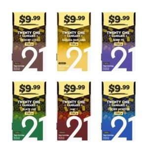 TWENTY ONE CANNABIS THC-A PRE PRICE $9.99 1ML CARTS 6CT DISPLAY