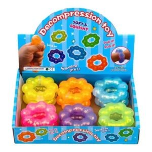 SQUISHY DECOMPRESSION GLITTERING DONUT DESIGN DUMPLING 12CT/DISPLAY
