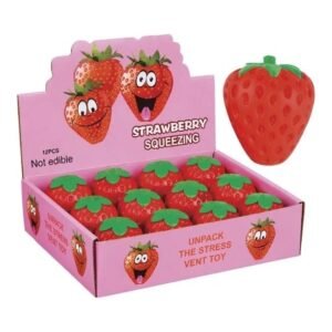 SQUISHY STRAWBERRY MINI SOFT STRETCHY SENSORY FIDGET TOY 12CT/ DISPLAY