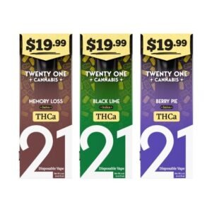 TWENTY ONE CANNABIS THC-A PRE PRICE $19.99 2ML DISPOSABLE 6CT DISPLAY
