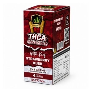 CROWNZEN THC-A SAUCE INFUSED WITH KEIF 2 X 2GM PRE ROLLS 12CT DISPLAY