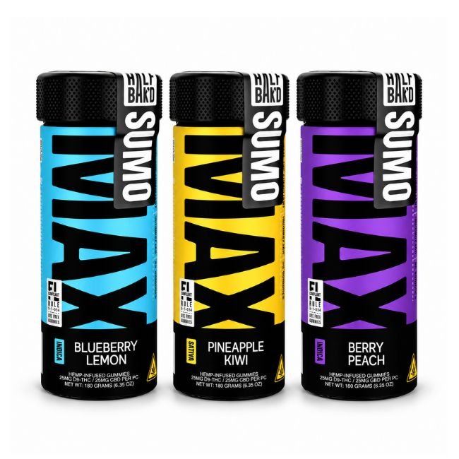 HALF BAK'D D9 SUMO MAX 1000MG GUMMIES 20CT JAR HALF BAK'D D9 SUMO MAX 1000MG GUMMIES 20CT JAR