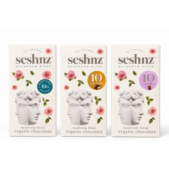 SESHNZ MUSHROOM BLEND ORGANIC 10,000MG CHOCOLATE BAR 5CT/ BOX SESHNZ MUSHROOM BLEND ORGANIC 10,000MG CHOCOLATE BAR 5CT/ BOX